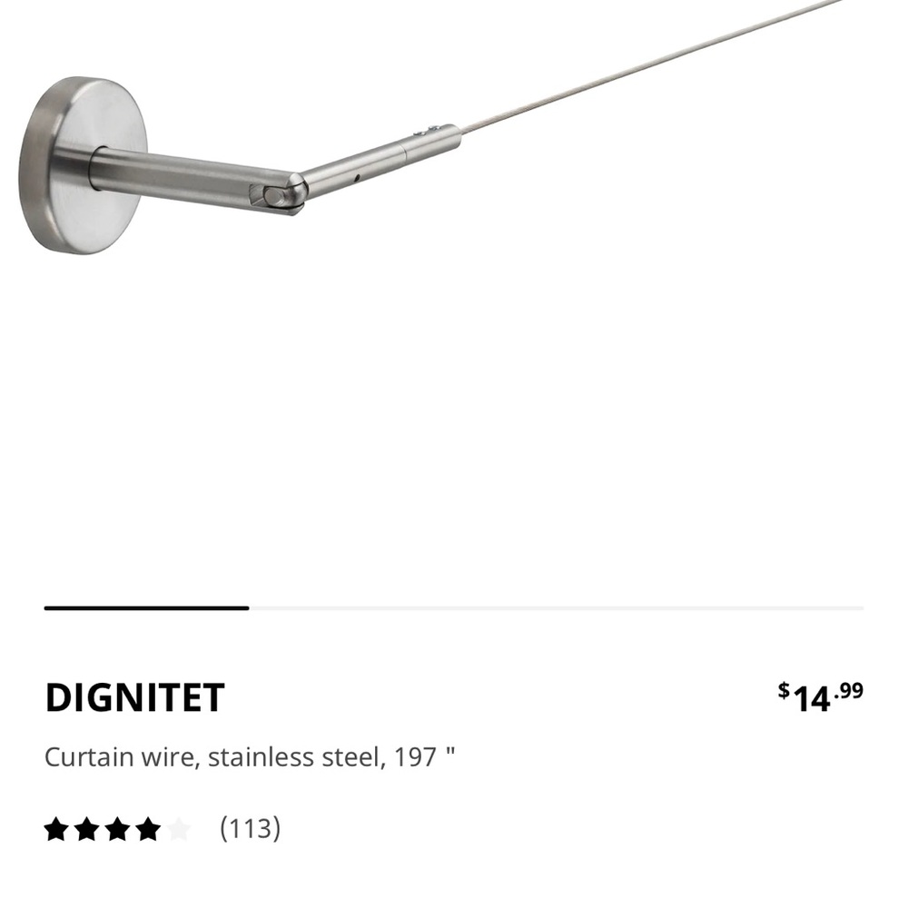 IKEA dignitet steel wire curtain rod